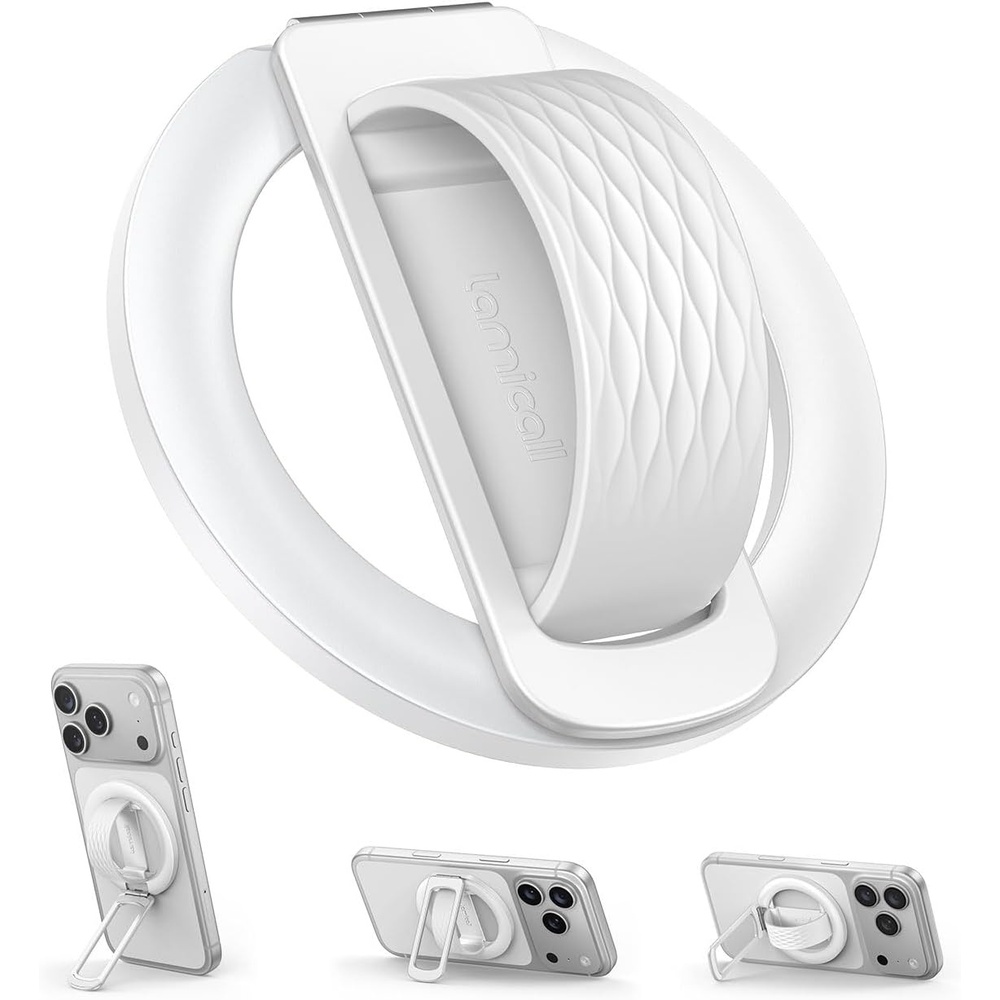 image:imageLamicall Cosmic Orange Silicone Finger Loop Magnetic Phone Grip for MagSafe Durable Zinc Alloy Stand Kickstand Magnet Cell Phone Ring Holder for iPhone 17 Pro Max All Phones Mag Safe AccessoriesSnow White Zinc Alloy Silicone Grip