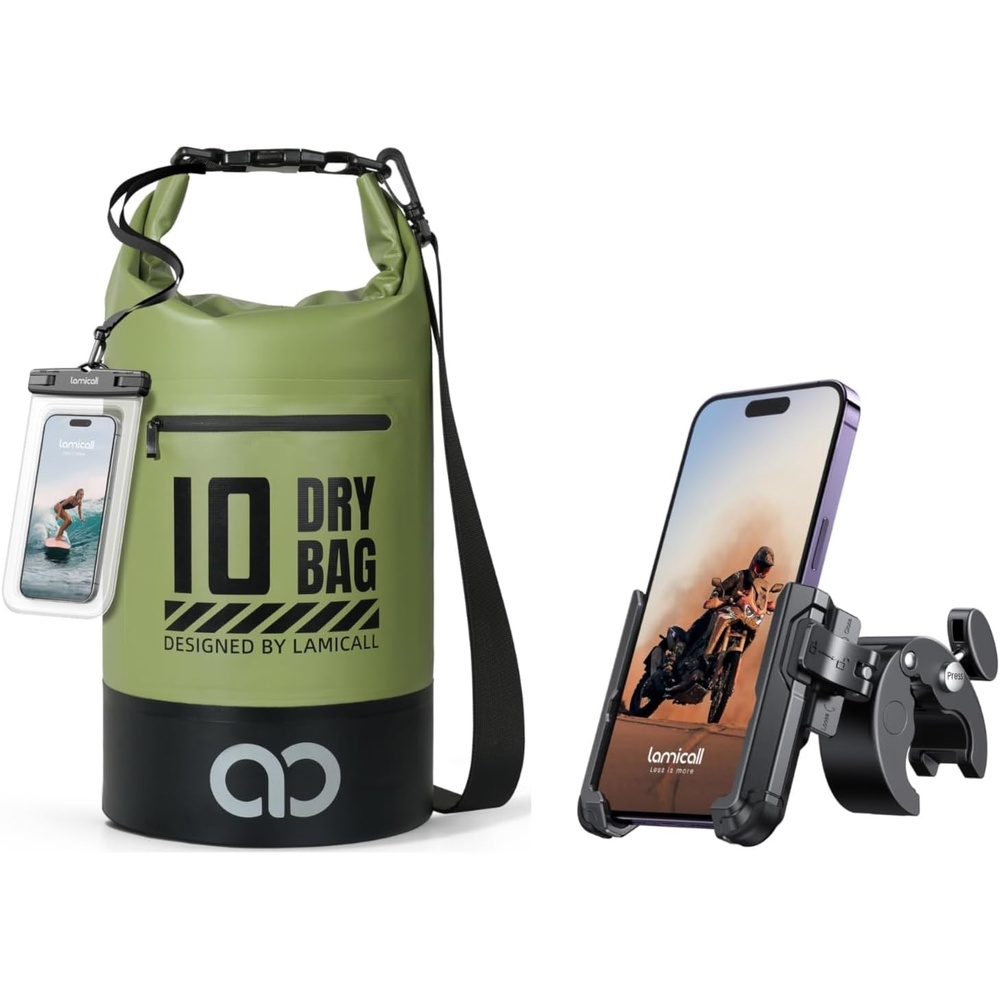 image:imageLamicall Dry Bag Waterproof Backpack amp Motorcycle Phone Mount Holder