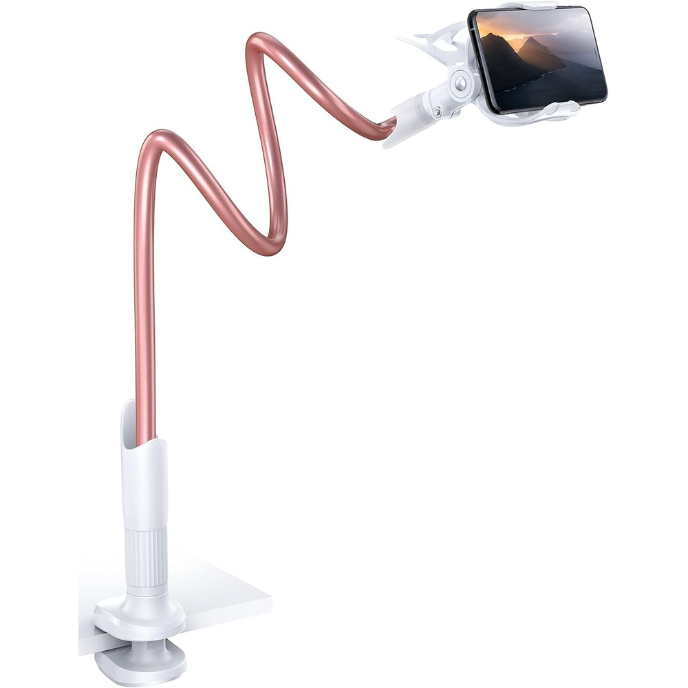 image:imageLamicall Gooseneck Bed Phone Holder 334 Full Adjustable Flexible Arm  Fast Install Full Adjustable Stable Flexible Long Arm Bedside Multipurpose Holder for 47 Phone iPhone 17 Pro Max AirRose Gold