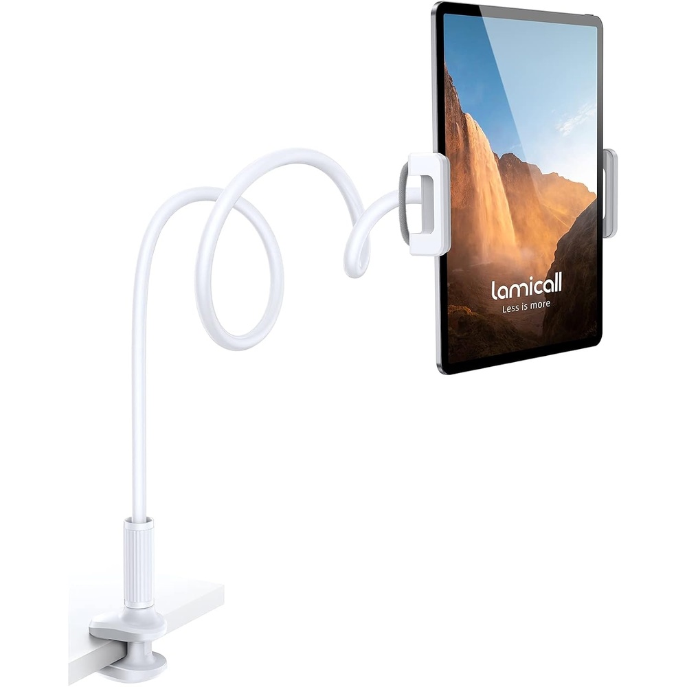 image:imageLamicall Gooseneck Tablet Mount Holder for Bed Flexible Tablet Arm Clamp for Bed Compatible with Pad Mini 79 Air 97 Pro 105 Kindle Switch Galaxy Tabs More 4711 Device Black 360 Rotation Quick Adjust Fast Install Flexible Extendable Arm for 4711 iPad Pro Mini Air Kindle Fire HD Galaxy TabsWhite