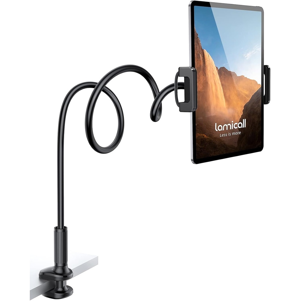 image:imageLamicall Gooseneck Tablet Mount Holder for Bed  Flexible Tablet Arm Clamp for Bed Compatible with Pad Mini 79 Air 97 Pro 105 Kindle Switch Galaxy Tabs More 4711 Device  Black  360 Rotation Quick Adjust Fast Install Flexible Extendable Arm for 4711 iPad Pro Mini Air Kindle Fire HD Galaxy TabsBlack