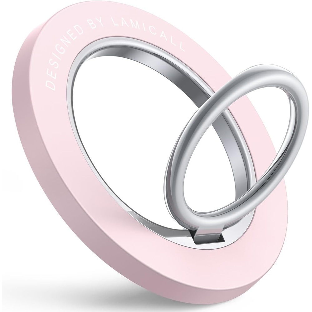 image:imageLamicall Magnetic Phone Grip for MagSafe Accessories Strong Magnet Ring 360 Rotation 1s Snap Finger Hand Holder Stand Kickstand for iPhone 17 16 15 14 13 12 Pro Max Air White Mag Safe DecorPastel Pink