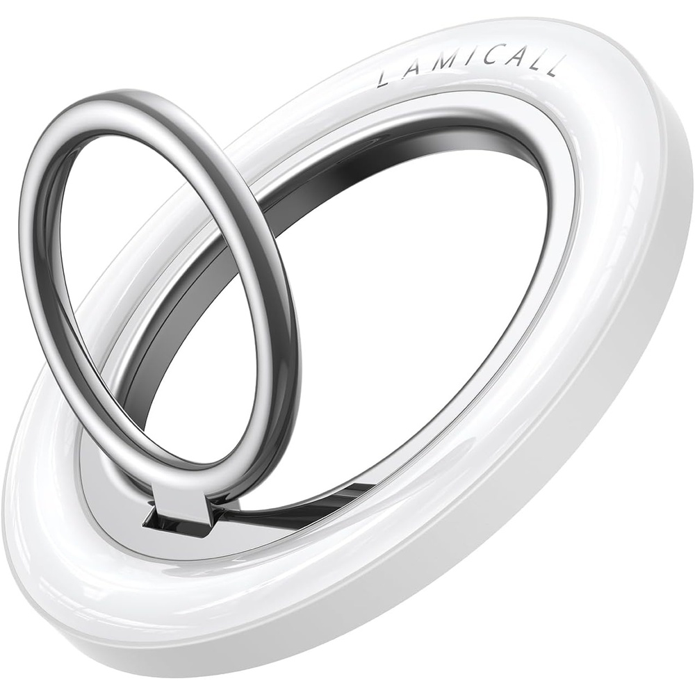 image:imageLamicall Magnetic Phone Grip for MagSafe Accessories Strong Magnet Ring 360 Rotation 1s Snap Finger Hand Holder Stand Kickstand for iPhone 17 16 15 14 13 12 Pro Max Air White Mag Safe DecorCrystal White