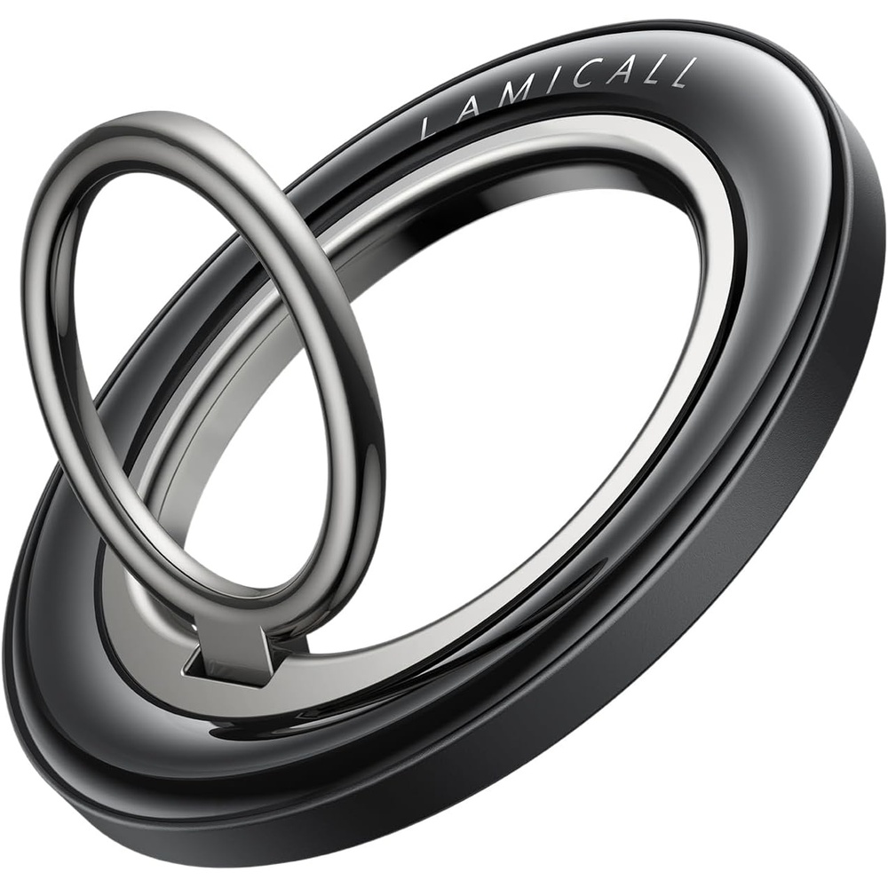 image:imageLamicall Magnetic Phone Grip for MagSafe Accessories Strong Magnet Ring 360 Rotation 1s Snap Finger Hand Holder Stand Kickstand for iPhone 17 16 15 14 13 12 Pro Max Air White Mag Safe DecorCrystal Black