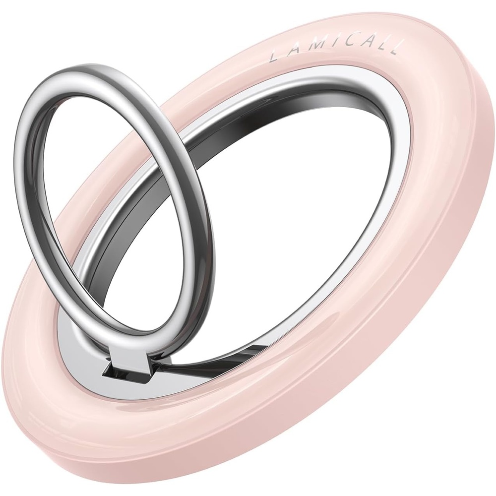 image:imageLamicall Magnetic Phone Grip for MagSafe Accessories Strong Magnet Ring 360 Rotation 1s Snap Finger Hand Holder Stand Kickstand for iPhone 17 16 15 14 13 12 Pro Max Air White Mag Safe DecorCrystal Pink