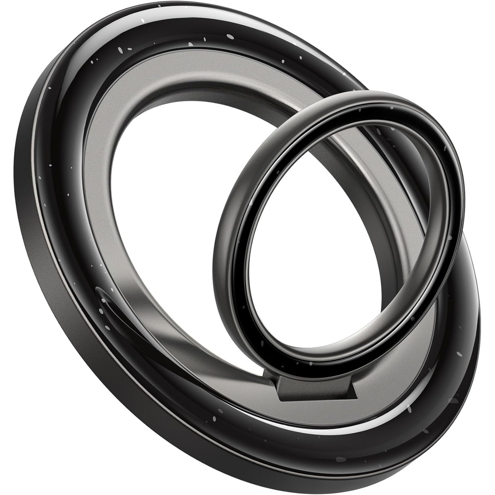 image:imageLamicall Magnetic Phone Ring for MagSafe Super Magnet Glitter Silver Grip 360 Rotating Durable Gear Hinge Stylish Ring Stand for iPhone 17 16 15 Pro Max Air Mag Safe Decor Accessories for MotherMidnight Black