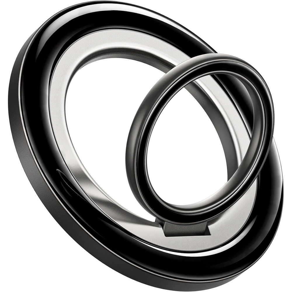 image:imageLamicall Magnetic Phone Ring for MagSafe Super Magnet Glitter Silver Grip  360 Rotating Durable Gear Hinge Stylish Ring Stand for iPhone 17 16 15 Pro Max Air Mag Safe Decor Accessories for MotherCrystal Black