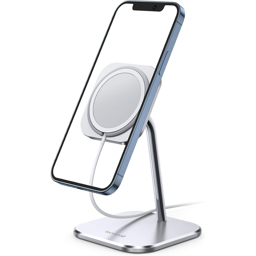 image:imageLamicall Phone Stand for Apple 15W MagSafe Charger Charger Not Included 360 Rotation Adjustable Aluminum Charging Holder Dock for Desk Compatible with iPhone 17 16 15 14 Air Pro Pro Max Plusfor 15W Charger