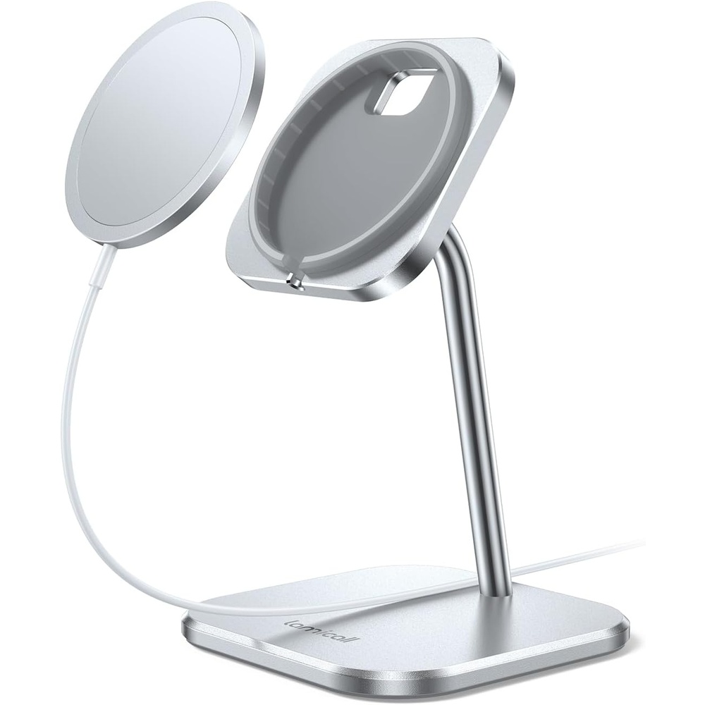 image:imageLamicall Phone Stand for Apple 15W MagSafe Charger Charger Not Included 360 Rotation Adjustable Aluminum Charging Holder Dock for Desk Compatible with iPhone 17 16 15 14 Air Pro Pro Max Plusfor 25W Charger New Version