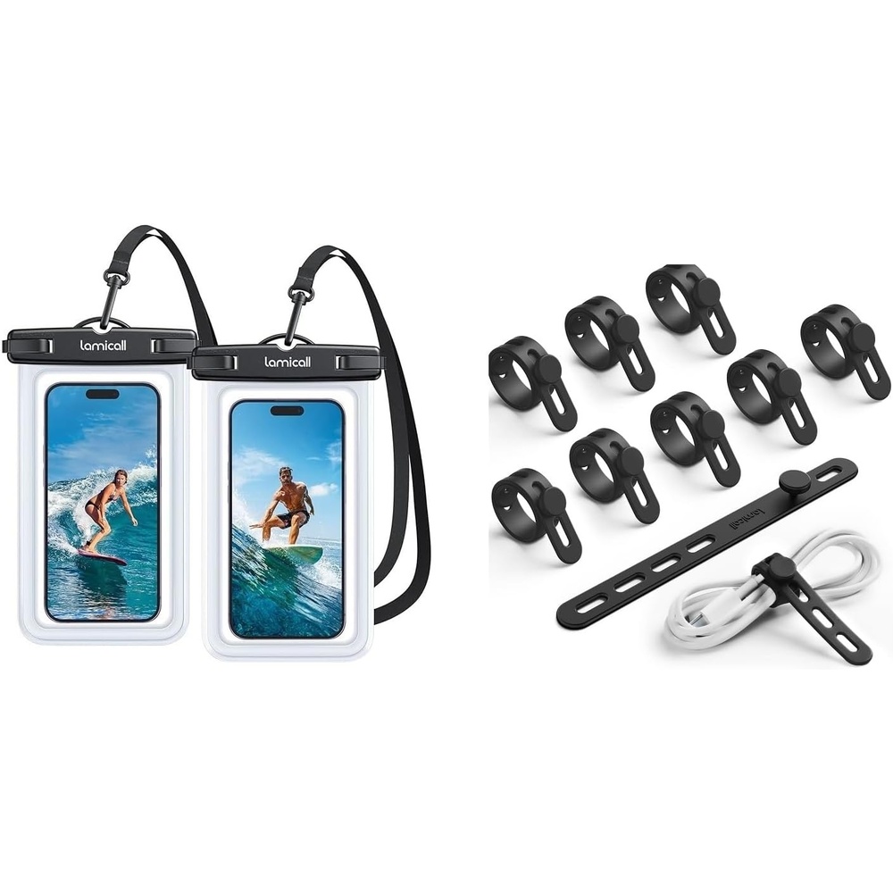 image:imageLamicall Silicone Cable Ties Organizer for Travel  Waterproof Phone Pouch