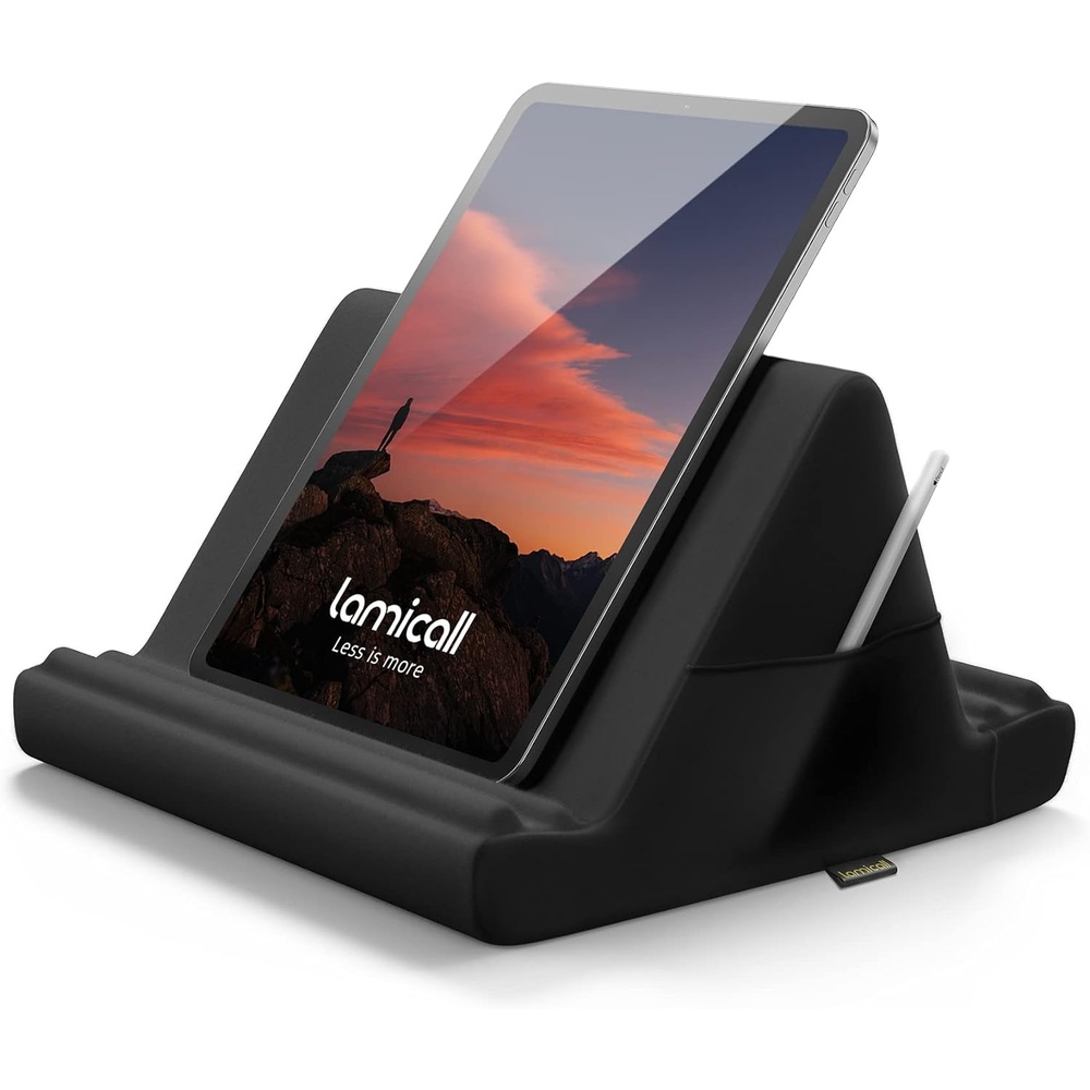 image:imageLamicall Tablet Pillow Holder Stand  Tablet Pillow Soft Pad for Lap  Tablet Holder for Bed and Desk with Pocket amp 4 Viewing Angles for iPad Pro Air Mini Kindle iPhone 413 Devices BlackBlack