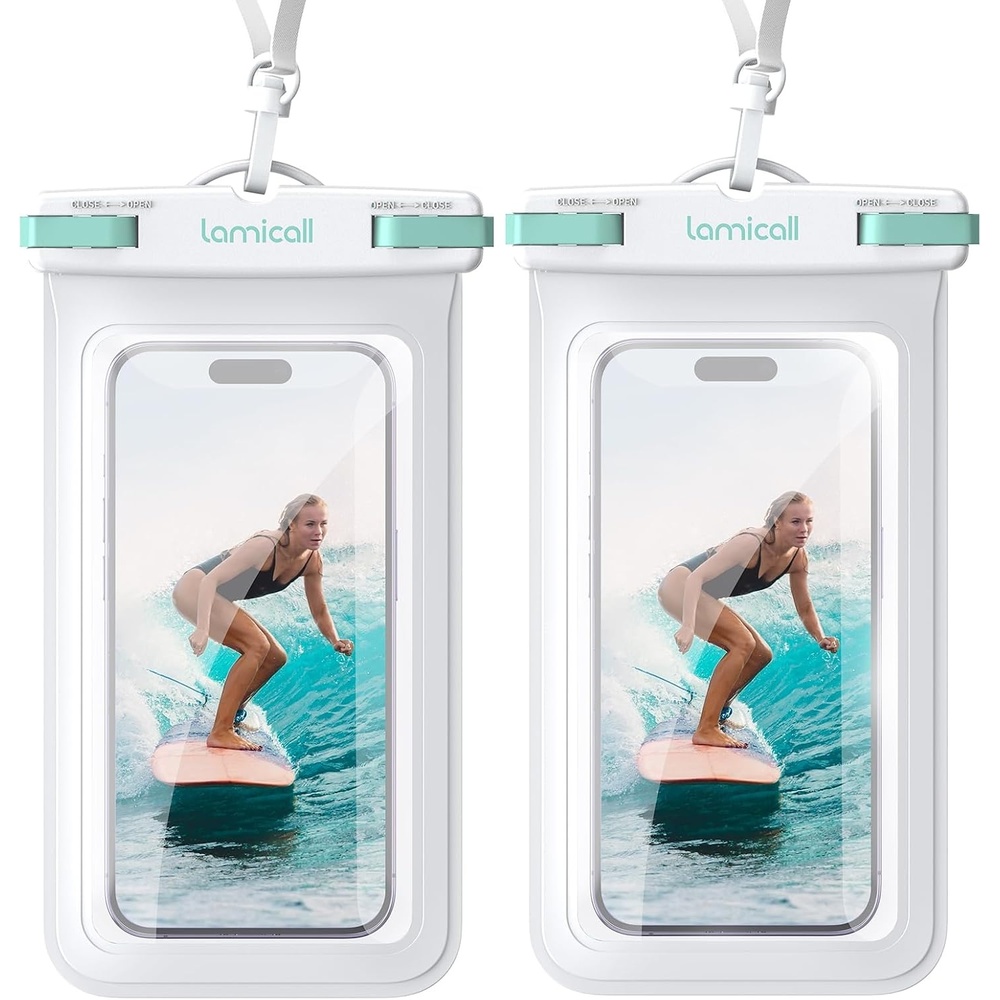 image:imageLamicall Waterproof Phone Pouch 2 Pack IPX8 Water Proof Cell Phone Case  Beach amp Cruise Essentials Touch Screen Dry Bag for iPhone 17 16 15 14 13 12 11 Pro Max Plus Galaxy S25 for 7 with CaseWhite  White
