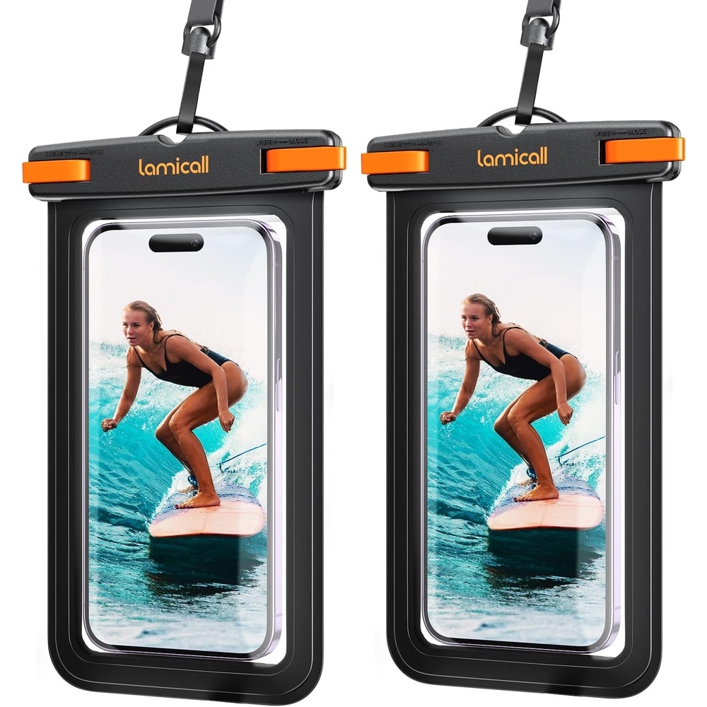 image:imageLamicall Waterproof Phone Pouch 2 Pack IPX8 Water Proof Cell Phone Case  Beach amp Cruise Essentials Touch Screen for iPhone 17 16 15 14 13 12 Pro Max Plus for 7 with Case PinkampBlack