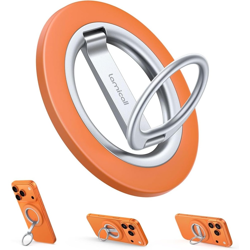 image:imageLamicall for MagSafe Magnetic Phone Ring Grip 360 Rotation Stand Holder Super Magnet Finger Grip Holder Kickstand for iPhone 17 16 15 14 13 12 Pro Max Air Androids Cellphone Mag Safe AccessoriesCosmic Orange