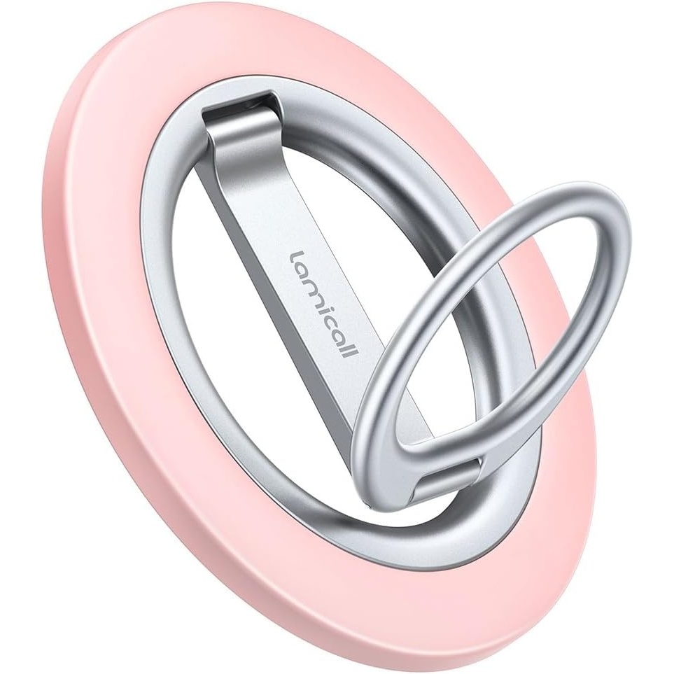 image:imageLamicall for MagSafe Magnetic Phone Ring Grip  360 Rotation Stand Holder  Super Magnet Finger Grip Holder Kickstand for iPhone 17 16 15 14 13 12 Pro Max Air Androids Cellphone Mag Safe AccessoriesSakura Pink