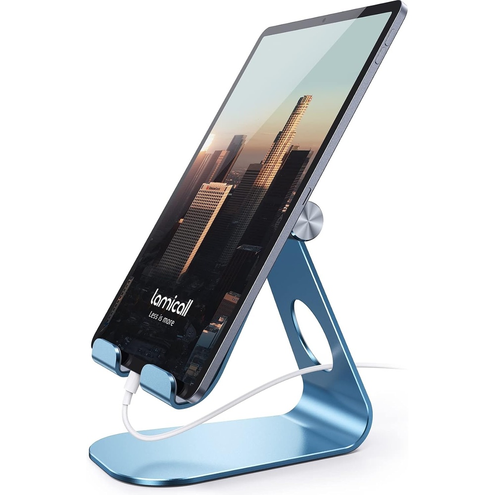 image:imageLamicall iPad Stand Adjustable Tablet Holder Sturdy Aluminum MultiAngle Dock Stand for 413 iPad Pro Air Mini Kindle Tab Switch All Aluminum Metal MultiAngle Sturdy Office Desk AccessoriesBlue