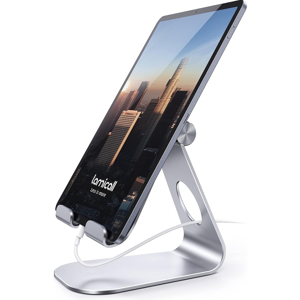 image:imageLamicall iPad Stand Adjustable Tablet Holder Sturdy Aluminum MultiAngle Dock Stand for 413 iPad Pro Air Mini Kindle Tab Switch All Aluminum Metal MultiAngle Sturdy Office Desk Accessories1Silver
