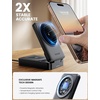 Lamicall 3-in-1 Foldable Charging Station for Apple MagSafe | Palm-Sized Travel-Ready, Wireless Charging Stand for iPhone 17/16/15/14/13/12 Series, Apple Watch & AirPods, Stay-Cool Design(Ebony – Adapter)