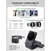 Lamicall 3-in-1 Foldable Charging Station for Apple MagSafe | Palm-Sized Travel-Ready, Wireless Charging Stand for iPhone 17/16/15/14/13/12 Series, Apple Watch & AirPods, Stay-Cool Design(Ebony – Adapter)