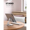 Lamicall Adjustable Tablet Stand Holder – Foldable Phone Dock, 360°Rotating Desktop Tablet Mount Gifts, for 4.7-13″ Tablets, iPad Pro 11, 12.9 Air Mini, Tabs, Kindle, iPhone Air 17 Pro Max, Silver(Silver)