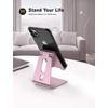 Lamicall Aluminum Cell Phone Stand, Adjustable Desk Phone Holder for iPhone | Adjustable Viewing Angle, Stable Anti-Slip Base, Case Friendly for iPhone 17 16 15 14 Pro Max, Office Desk Essential, Black(rose gold)