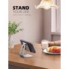Lamicall Aluminum Cell Phone Stand, Adjustable Desk Phone Holder for iPhone | Adjustable Viewing Angle, Stable Anti-Slip Base, Case Friendly for iPhone 17 16 15 14 Pro Max, Office Desk Essential, Black(Silver)