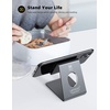 Lamicall Clear Acrylic Cell Phone Stand, Office Desk Decor Accessories | Office Cubicle Decor, Accessories & Workspace Organizers for Women, Teacher Desk Essentials, Cute Work From Home Supplies(grey)