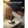 Lamicall Foldable Apple Watch Stand for Charger, Aluminum Desk Watch Holder | Cord Organizer Slot for Nightstand, Portable Travel Charging Stand Dock for iWatch Series 1-11 Ultra SE, Charger Not Included(Misty Black)