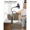 Lamicall Gooseneck Phone Holder for Bed, Stable Flexible Arm Stand for Desk | Upgraded Al-Mg Alloy Core, Secure Clamp Base, 33.4″ Long Arm, Hands-Free Viewing, Bedside & Desk Use, Fits 4-7″ Phones, Black(black)