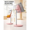 Lamicall Pink Vanity Decor, Rose Gold Phone Stand Holder for Desk | Cute Pink Desk Decor for Women & Girls, Dorm Room Essential, Adjustable Phone Stand Fits iPhone iPad Tablet(C-Pink)