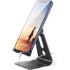 Lamicall Aluminum Cell Phone Stand, Adjustable Desk Phone Holder for iPhone | Adjustable Viewing Angle, Stable Anti-Slip Base, Case Friendly for iPhone 17 16 15 14 Pro Max, Office Desk Essential, Silver(Black)