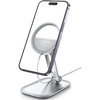 Lamicall Aluminum Cell Phone Stand, Adjustable Desk Phone Holder for iPhone | Adjustable Viewing Angle, Stable Anti-Slip Base, Case Friendly for iPhone 17 16 15 14 Pro Max, Office Desk Essential, Silver(Light Silver – Stand for 15W Old Charger)