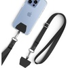Lamicall Cell Phone Lanyard Crossbody 2 Pack, Adjustable 20″-28″ Strap | 2cm Wide Comfort Strap, Secure Metal Hook, 2 Reinforced Tether Patches, Fits Full-Coverage Phone Cases, Beige(Black)