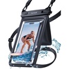 Lamicall Double Pocket Waterproof Phone Pouch, IPX8 Water proof Dry Bag | Privacy Storage for Card & Key, Cruise Ship, Beach Essentials for iPhone 17 16 15 14 13 Pro Max, Galaxy S25, 7.5″ for Case(Black)