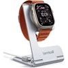 Lamicall Foldable Apple Watch Stand for Charger, Aluminum Desk Watch Holder | Cord Organizer Slot for Nightstand, Portable Travel Charging Stand Dock for iWatch Series 1-11 Ultra SE, Charger Not Included(Silver)