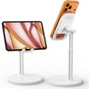 Lamicall Pink Vanity Decor, Rose Gold Phone Stand Holder for Desk | Cute Pink Desk Decor for Women & Girls, Dorm Room Essential, Adjustable Phone Stand Fits iPhone iPad Tablet(D-White)