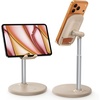 Lamicall Pink Vanity Decor, Rose Gold Phone Stand Holder for Desk | Cute Pink Desk Decor for Women & Girls, Dorm Room Essential, Adjustable Phone Stand Fits iPhone iPad Tablet(Khaki)