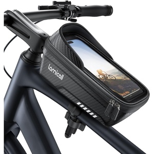 Lamicall Bike Frame Bag Waterproof – [1s Release] Bike Phone Mount Holder | 2 in1 Bicycle Top Tube Bag, Cycling Pouch with Rain Cover, Bikes Accessories Gifts for Phones Under 7″(Medium)