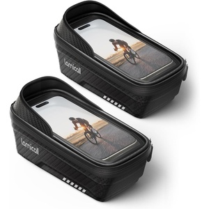 Lamicall Bike Frame Bag Waterproof – [1s Release] Bike Phone Mount Holder | 2 in1 Bicycle Top Tube Bag, Cycling Pouch with Rain Cover, Bikes Accessories Gifts for Phones Under 7″(Medium-2 Pack)