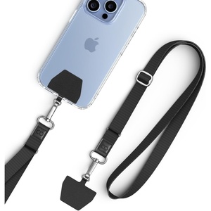 Lamicall Cell Phone Lanyard Crossbody 2 Pack, Adjustable 20″-28″ Strap | 2cm Wide Comfort Strap, Secure Metal Hook, 2 Reinforced Tether Patches, Fits Full-Coverage Phone Cases, Beige(Black)