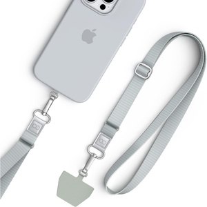 Lamicall Cell Phone Lanyard Crossbody 2 Pack, Adjustable 20″-28″ Strap | 2cm Wide Comfort Strap, Secure Metal Hook, 2 Reinforced Tether Patches, Fits Full-Coverage Phone Cases, Beige(Gray Silver)
