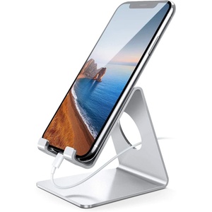 Lamicall Clear Acrylic Cell Phone Stand, Office Desk Decor Accessories | Office Cubicle Decor, Accessories & Workspace Organizers for Women, Teacher Desk Essentials, Cute Work From Home Supplies(Sliver)