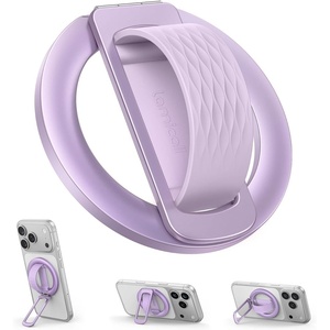 Lamicall Cosmic Orange Silicone Finger Loop Magnetic Phone Grip for MagSafe | Durable Zinc Alloy Stand Kickstand, Magnet Cell Phone Ring Holder for iPhone 17 Pro Max, All Phones, Mag Safe Accessories(Lavender – Zinc Alloy – Silicone Grip)