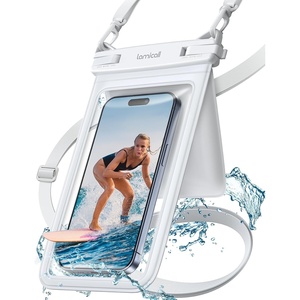 Lamicall Double Pocket Waterproof Phone Pouch, IPX8 Water proof Dry Bag | Privacy Storage for Card & Key, Cruise Ship, Beach Essentials for iPhone 17 16 15 14 13 Pro Max, Galaxy S25, 7.5″ for Case(White)