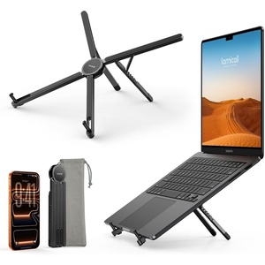 Lamicall Portable Laptop Stand for Desk & Travel 0.47in Ultra-Slim 10-15.6″ | Foldable Aluminum Laptop Riser, Adjustable Computer Holder for Office Library Cafe fit MacBook Neo Air HP Dell Lenovo – Black(Black)