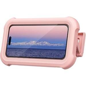Lamicall Shower Phone Holder Waterproof – 480° Rotatable Wall Mount Case | Retractable Adjustable, Bathroom iPhone Stand Holder, Fog Resistant Bath Shower Accessories for Dorm Room, 4″-7″ Phones(Pink)