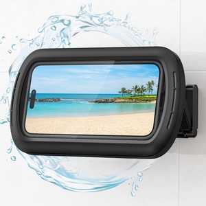 Lamicall Shower Phone Holder with Speaker Holes, IPX6 Waterpoof Case Stand | Bigger Size, Clear Sound, 480° Rotation, Bathroom Wall Mount Accessories for iPhone 17 Pro Max, S26 Ultra, 4″-7″ Phones(Classic Black)