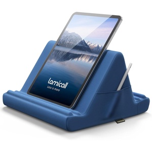 Lamicall Tablet Pillow Holder Stand – Tablet Pillow Soft Pad for Lap | Tablet Holder for Bed and Desk with Pocket & 4 Viewing Angles, for iPad Pro Air, Mini, Kindle, iPhone, 4-13″ Devices, Black(Royal Blue)