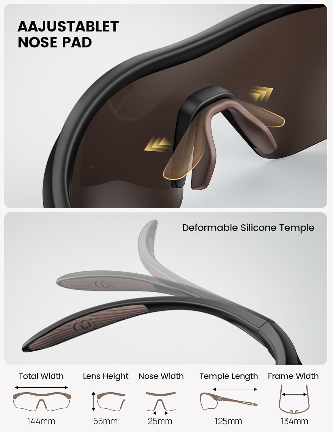 image:imageLamicall 22g Polarized Sports Sunglasses UV400 Protection Men Women Sun Glasses for Driving Running Cycling Baseball GolfBlack Framebrown Lens