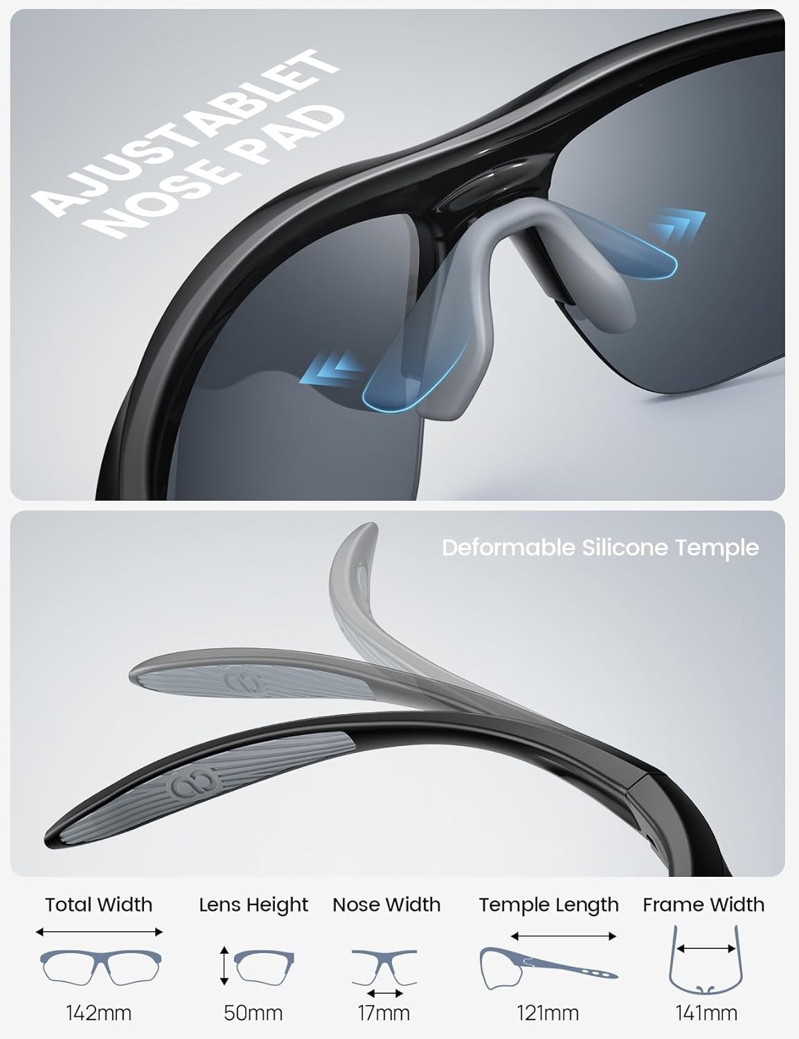 image:imageLamicall 22g Polarized Sports Sunglasses for Men Women UV400 Protection Sun Glasses for Running Cycling Baseball DrivingBlack Framegray Lens